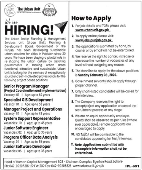 The Urban Unit Lahore Jobs 2026 | Apply Online