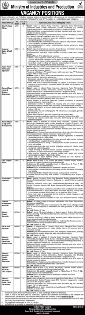 Ministry of Industries and Production | Federal Jobs 2026