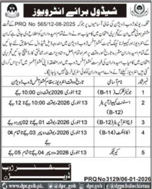 Revenue Department Zhob Jobs Interview Schedule