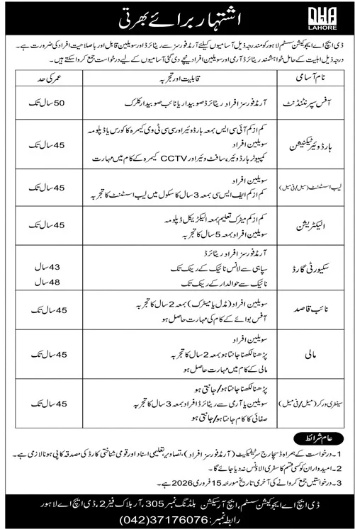 DHA Education System Lahore Jobs 2026 – Apply Online