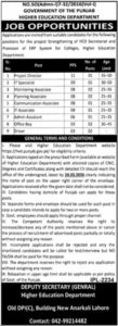 Higher Education Department Punjab Lahore Jobs 2026