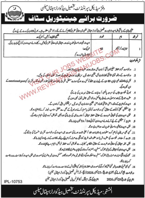 THQ Hospital Mailsi Jobs 2026 Advertisement