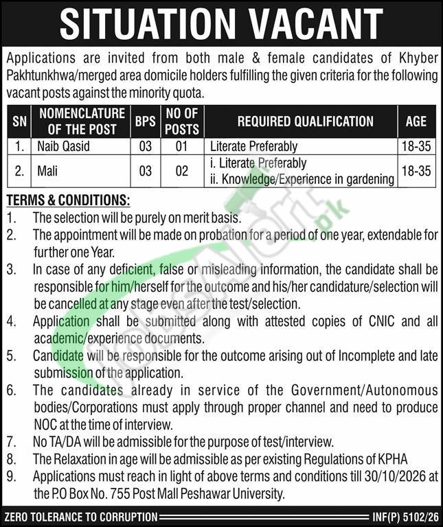 Khyber Pakhtunkhwa Highway Authority Jobs 2026 Advertisement