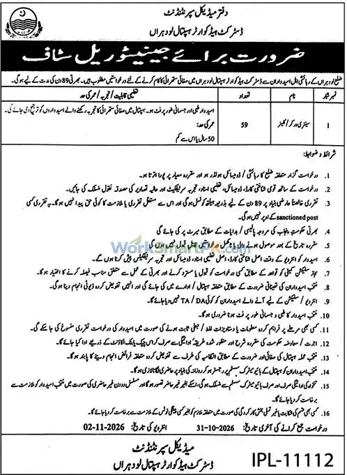 District Headquarter Hospital Lodhran Jobs 2026 Advertisement