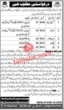 District Council Zhob Jobs 2026 Advertisement