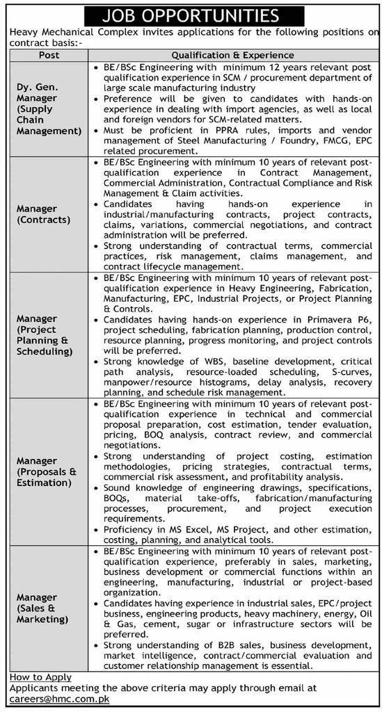 Heavy Mechanical Complex Jobs 2026 Advertisement