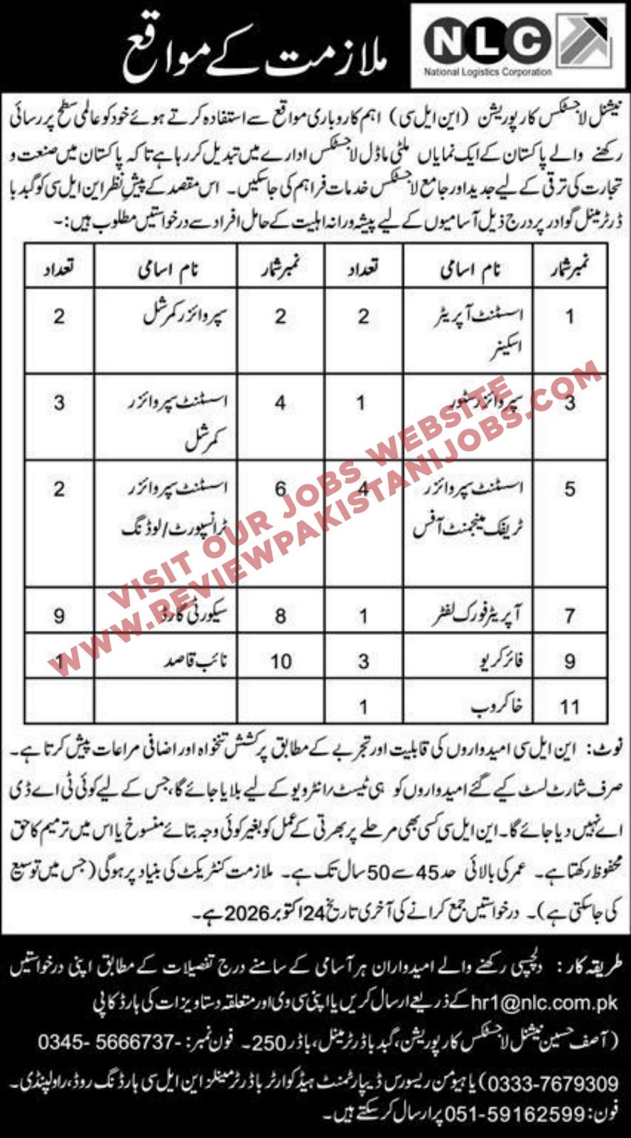National Logistics Corporation Jobs 2026 Advertisement