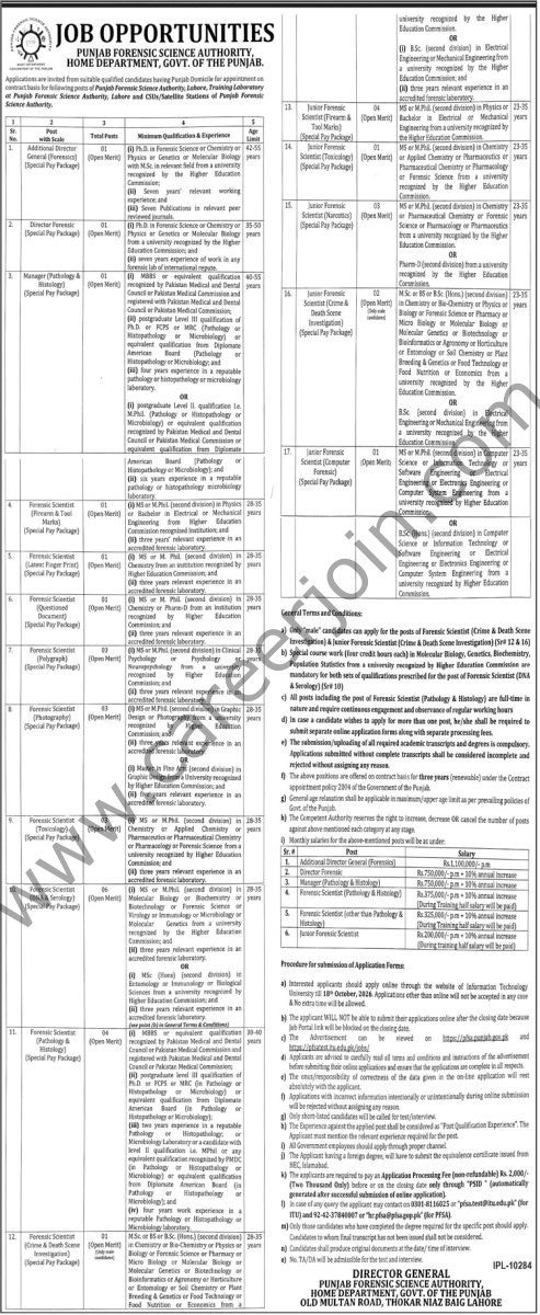 Forensic Scientist (DNA & Serology) Jobs 2026 – PFSA Lahore — Official Newspaper Advertisement