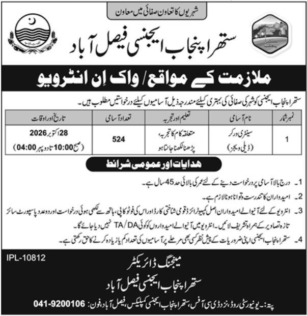 Suthra Punjab Agency Faisalabad Jobs 2026 Advertisement