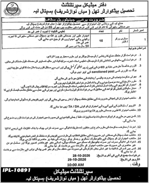 THQ Hospital Layyah Jobs 2026 Advertisement