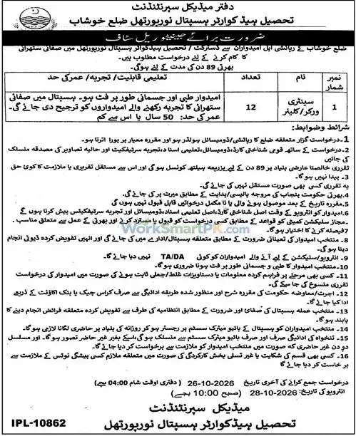 THQ Hospital Noorpur Thal Jobs 2026 Advertisement